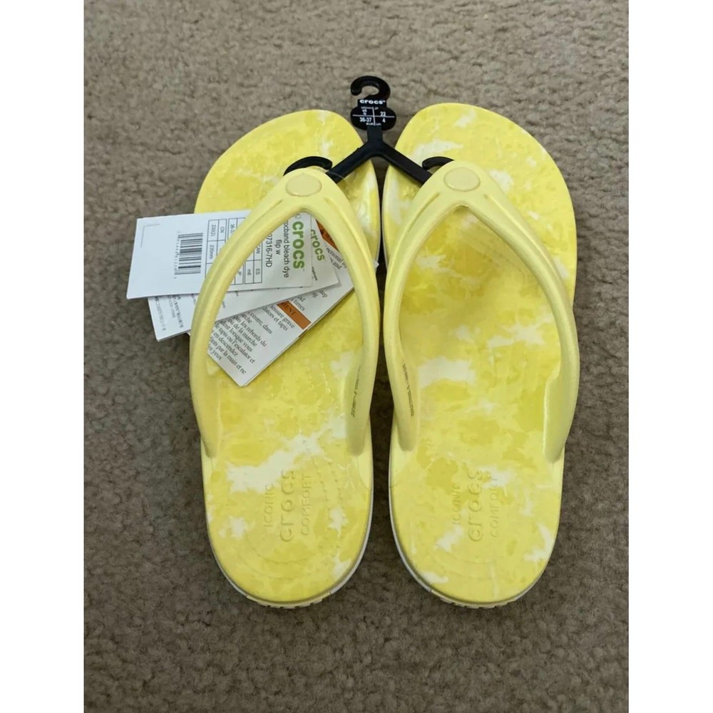Crocs Yellow Marble Flip Flop Sandal Women’s 6 NWT